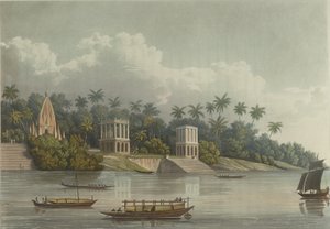 Hindopagoder nedanför Barrackpore på Ganges