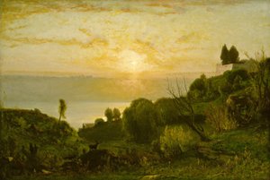 Albanosjön, solnedgång, ca. 1874. av George Inness