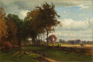 Landskap med boskap av George Inness