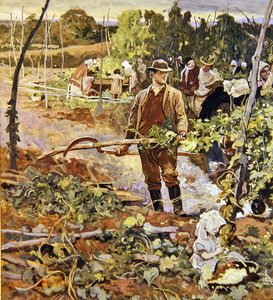 The Gleaners (blyerts och akvarell på papper) av George John Pinwell
