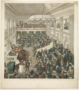 Första nationalförsamlingen i Haag, 1796 Exakt skildring av nationalförsamlingen i Haag (titel på objekt) av George Kockers