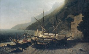 Utsikt över Amalfi, Salernobukten, 1857.