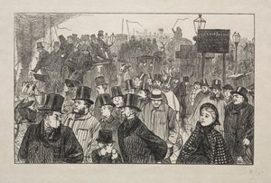 The Living Stream på London Bridge - On the Bridge av George Louis Palmella Busson Du Maurier