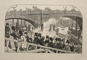 The Living Stream at London Bridge - Under the Bridge, 1863. av George Louis Palmella Busson Du Maurier