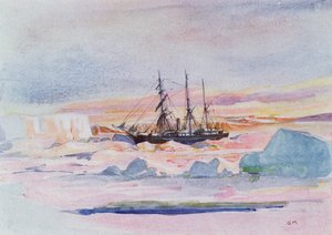 Aurora Australis, illustration från "The Heart of the Antarctic: The Nimrod Expedition to the South Pole" av Sir Ernest Shackleton (1874-1922)