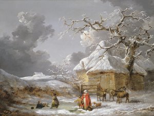 A Fall on the Ice (olja på duk) av George Morland