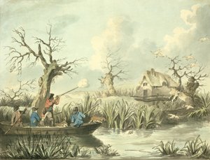 Duck Shooting, etsat av Thomas Rowlandson (1756-1827), pub. av J. Harris, 1789 (färgad etsning) (se även 125725-27) av George Morland