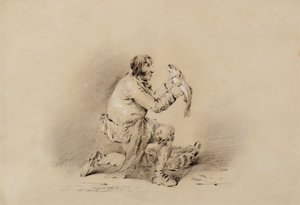 Fiskare som håller en fisk av George Morland