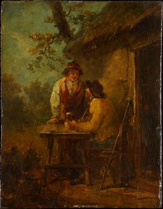 Bönder framför en hydda av George Morland