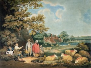 The Shepherds, graverad av William Ward (1766-1826), pub. av H. Morland, 1806 (mezzotintgravyr) av George Morland