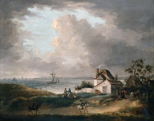 Weymouth Bay med en avlägsen utsikt över hamnen och Portland Bill av George Morland