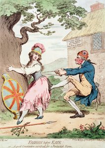 "Mode före lätthet, eller en bra konstitution som offrats för en fantastisk form", pub. av Hannah Humphrey, 1793 (se även 89937)