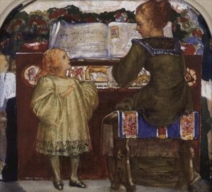 Ett musikaliskt mellanspel (akvarell)