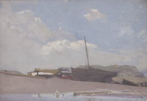 Fiskebåtar (olja på kartong)