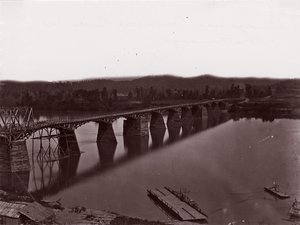 Bro över Tennessee River vid Chattanooga, ca. 1864. av George N. Barnard