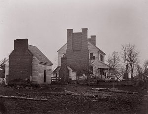 Lewis hus. Battlefield of Bull Run, 1861-62. av George N. Barnard