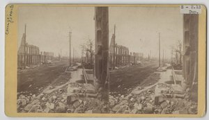 Stereografvy av Clark Street efter branden i Chicago 1871 av George N. Barnard