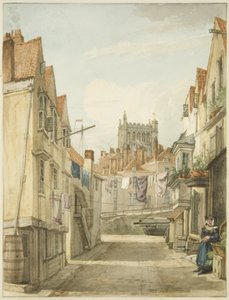 Aldersey Lane (penna och akvarell på papper) av George Orleans Delamotte