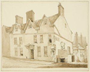 Corner of Pipe Lane och Frogmore Street (penna och akvarell på papper) av George Orleans Delamotte