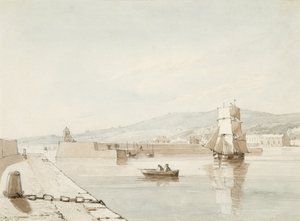 Swansea Harbour (akvarell  blyerts på papper) av George Orleans Delamotte