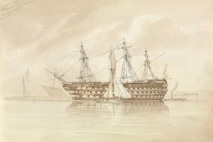 HMS "Trafalgar" utanför Sheerness, från "Shannon", 28 december 1850
