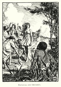 Odyssey: Nausicaa och Odysseus (gravyr)