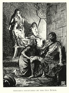 Odyssey: Odysseus upptäckt av den gamla sjuksköterskan (gravyr)