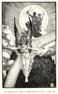Iliaden: Iris skickad av Zeus på berget Ida till Troja (gravyr)