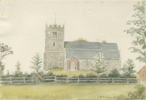 High Offley Church: akvarellmålning, 1821
