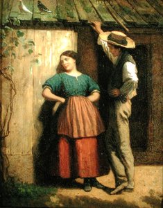 Rustik uppvaktning, ca 1859-60 (olja ombord)