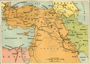 Karta för att illustrera den mesopotamiska expeditionen, 1919.