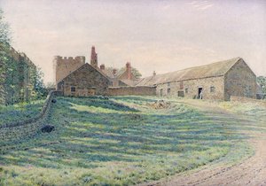 Halton Castle, Northumberland, östra sidan, 1800-talet (akvarell)