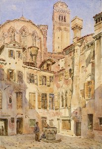 Frarikyrkan, Venedig, från Campiello San Rocco, 1854