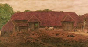 The Old Barn at Whitchurch (penna & w/c med utskrapa på papper) av George Price Boyce