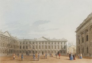 Peckwater Quad looking East, Christ Church, Oxford, 1850 (bläck & wc på papper)