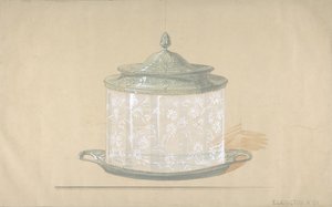 Design för en glaslåda med silverbotten och lock, 1820-65. av George Richards Elkington
