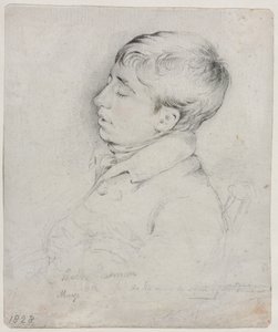 Ett porträtt av Welby Sherman sovande i en stol, 1828. av George Richmond