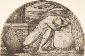 En figur som gråter över en grav av George Richmond