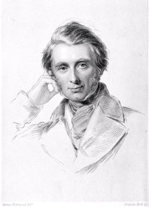 Porträtt av John Ruskin (1819-1900) graverat av Francis Holl (1815-84) av George Richmond