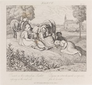 Bönder som återvänder från marknaden, Nancy, c.1821 (etsning)