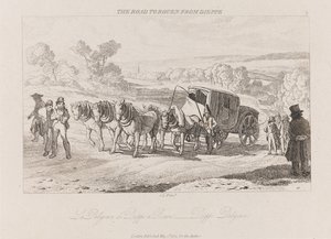 Vägen till Rouen från Dieppe, Diligence, ca. 1821 (etsning)