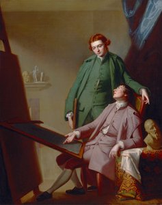En konversation (konstnärens bröder, Peter och James Romney) av George Romney