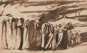 En procession av de fördömda:  Studie för de fördömda i Dantes "Inferno" av George Romney