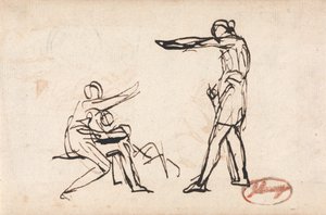En krigare som tar farväl av sin familj, möjligen Hektors avfärd av George Romney