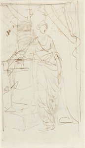 En elegant dam i klassisk klädsel [framsidan] av George Romney