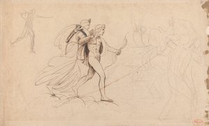 Apollo och Diana för "Förintelsen av Niobes barn" av George Romney