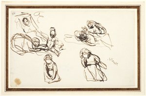 Barn sittande på marken, möjligen studier till ”Infant Shakespeare med tragedi och komedi” av George Romney