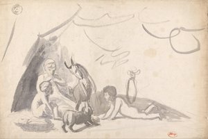 Barn med en get och en hund av George Romney