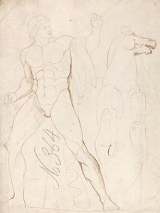 Klassisk manlig akt med en stegrande häst av George Romney