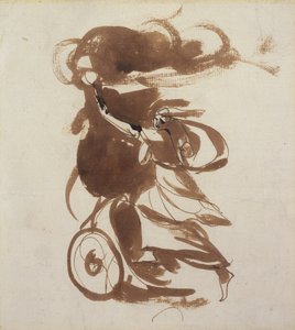 Emma Hart som Medea (penna och brunt bläck samt tvätt över spår av blyerts på papper) av George Romney